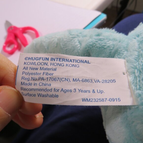 hug fun teal triceratops dinosaur plush with big sparkly eyes 11" tall - Picture 12 of 13